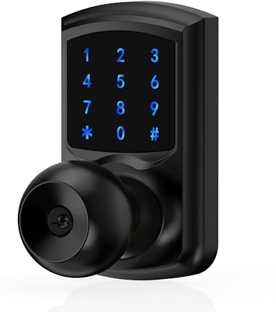 Hidalife Keyless Entry Door Lock with Code, Digital Door Lock with Keypad, Touchscreen Keypad Door Lock with Handle for Front Door Bedroom Home, Auto-Lock, Matte Black