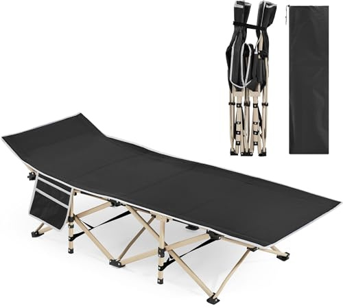 Yaheetech Folding Portable Camping Cot with Carry Bag, Easy Set Up, Black