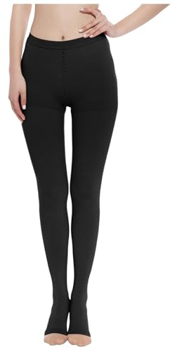 Bauzuoyo Bas de compression médicaux pour homme et femme 20-30 mmHg, classe 2, soutien gradué, longs bas de contention, chaussettes de compression pour varices, œdème, vol uni, extensibles, Noir , M
