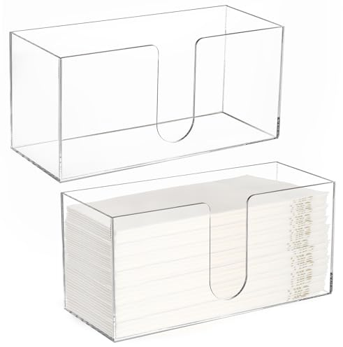 ZAVOOS Paquete de 2 soportes acrílicos para toallas de papel, dispensador de servilletas de triple pliegue en Z, bandeja transparente para almacenamiento de toallas de mano para baño, cocina,