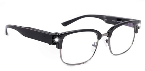 OKH Blue Light Blocking Reading Glasses with LED Light, USB Rechargeable Bright LED Rectangle Readers for Men Women 2.5