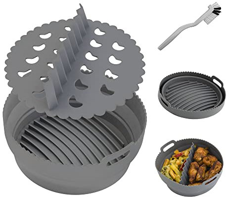 SHOPROM Teglia in Silicone per Friggitrice ad Aria - Cestino Salvaspazio e Divisorio Separa Grassi BPA free