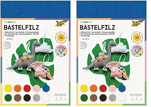 folia 520409 - Bastelfilz, mit feiner Wollqualität, 10 Blatt, 150 g/qm, 20 x 30 cm, sortiert in 10 verschiedenen Farben, klebefleckenfreie Verarbeitung - ideal für vielfältige Bastelarbeiten