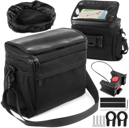 YADOBIG 6L Bolsa de Manillar de Ciclismo, Impermeable Bolsa Manillar Bicicleta, Bolsa de Marco de Gran Capacidad con Adaptador