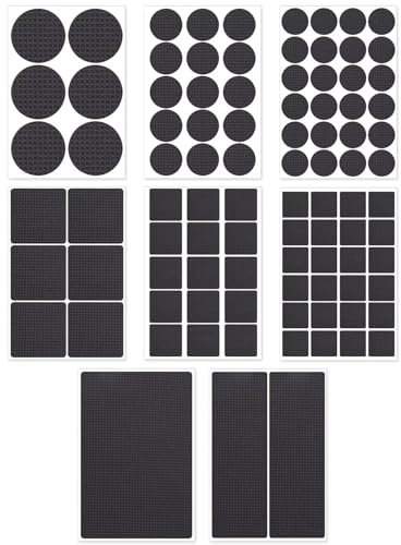 WOLMIK 93 Stück Anti Rutsch Pad Selbstklebend, Anti-Rutsch-Gummimatte für Möbel, Runde Rechteckige Möbel Rutschhemmer für Möbelfüße Stuhlbeine, Sofas - 8 Größen