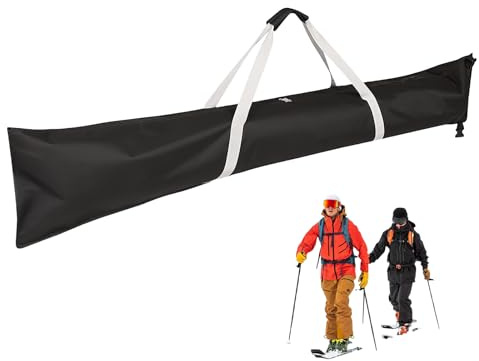 BORDEAG Borsa da sci, Borsa per snowboard, Borsa per sci, 185×33 cm Borsa da sci per sci da pista Borsa da sci Borsa da sci per auto, aereo, viaggi sulla neve e avventure all'aperto (Nero)