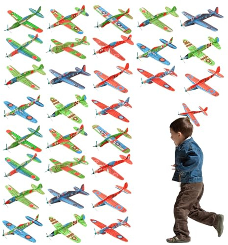 VIDSTW 30 Piezas Avion Juguete Colorido Maquetas Aviones de Juguete Sin Rebabas Detalles Cumpleaños Niños Juguetes Niños 3 Años para Patios Jardines Playas Parques