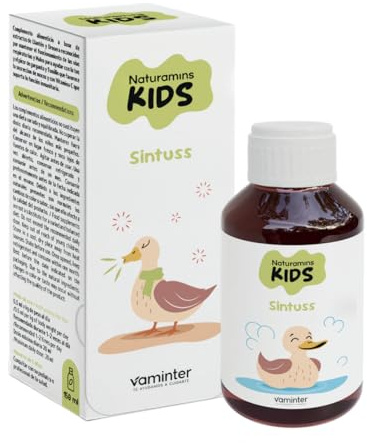 Naturamins Kids Sintuss, Jarabe Infantil para la Tos y Aliviar la Garganta, Vitaminas para Niños, Sin Gluten ni Lactosa, Sabor Limón, 150 ml