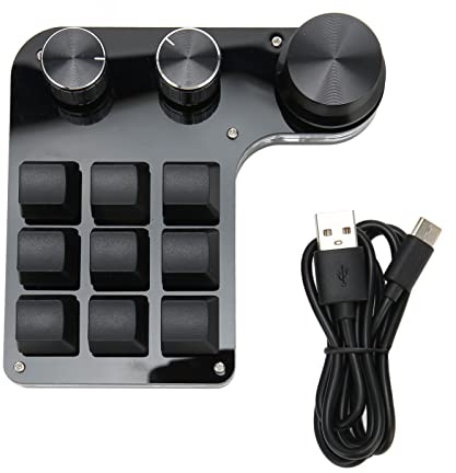 Fockety Clavier MÉCANIQUE Macro à Une Main, Clavier DE Jeu MÉCANIQUE RÉTRO-ÉCLÉRÉ par LED RGB avec 9 TOUCHS ENTIEMment Programmables, 3 Boutons Ajustables, USB OSU Mini Numpad