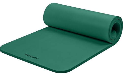 Retrospec Solana Yoga Mat 1 Thick w/Nylon Strap for Men & Women - Non Slip Exercise Mat for Home Yoga, Pilates, Stretching, Floor & Fitness Workouts - Elm Green