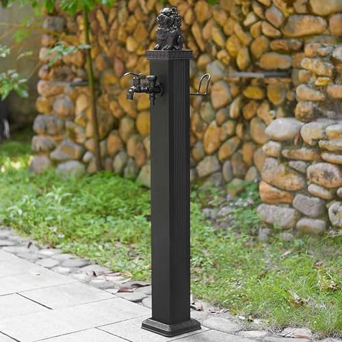 304 Stainless Steel Outdoor Garden Water Column, Frost-Resistant Faucet with Spray Gun, 46in Tall, Durable & Stylish for Backyard, Patio, and Lawn Irrigation