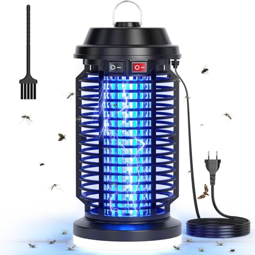 YISSVIC Lampada Antizanzare Elettrica 4200V con Luce LED, Impermeabile IPX4, Zanzariera Elettrica, Trappola UV per Zanzare per Giardino, Esterni e Interni, con Spazzole di Pulizia - Efficace e Sicura