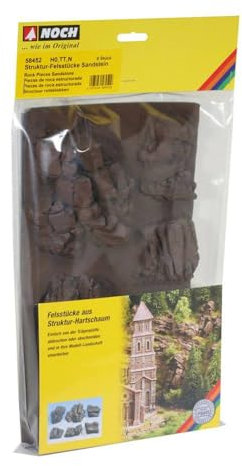 NOCH Felsstücke „Sandstein“, aus Struktur-Hartschaum, 6 Stück für kreativ Modellbau und Dekoration