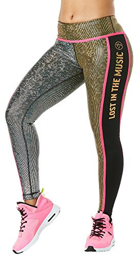 Zumba Pantaloni da Fitness da Danza a Compressione a Vita Larga Leggings Metallici per Le Donne