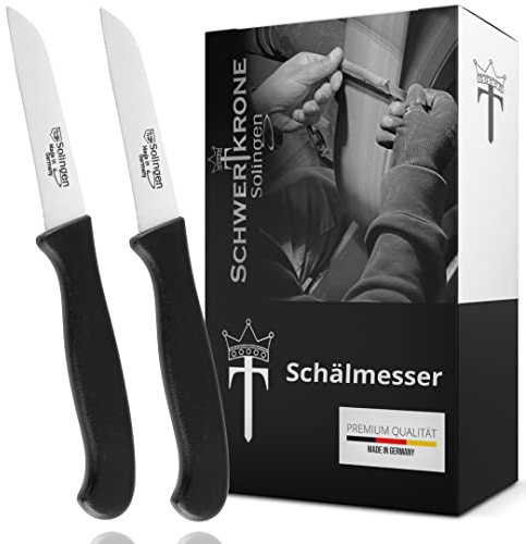 Schwertkrone Set di Coltelli da Cucina Solingen - 2 Pezzi (Dritti), Acciaio Inox, Prodotto in Germania, per Frutta, Verdura e Altro
