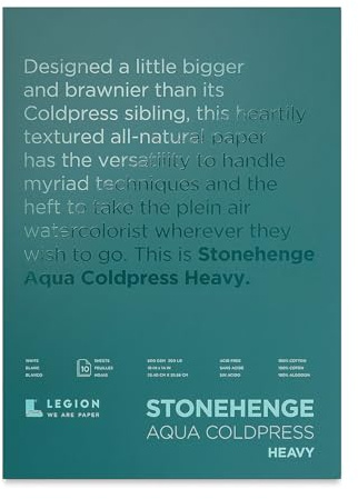 Stonehenge Legion Aqua Heavy Watercolor Block, 300lb, Cold Press, 10 by 14 Inches, White, 10 Sheets (L21-SQC300WH1014)