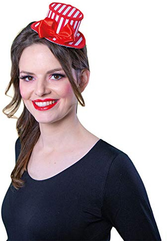 PAPSTAR Hut Mini-Zylinder rot-weiß, mit Clips