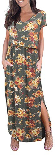 Smallshow Women's Maternity Nursing Dresses Split Long Dress for Breastfeeding Medium SVP089