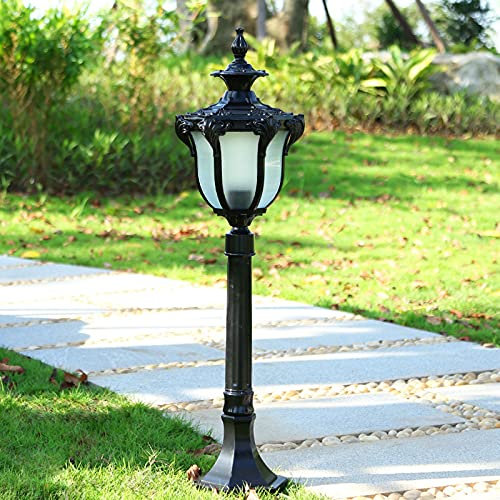 WRMING retrò Vintage Lampioncino da Esterno IP65 Impermeabile Lampioncini da Giardino E27 Lampione in Alluminio per Patio Vialetto Cortile Lampada da Sentieri,Nero,85cm