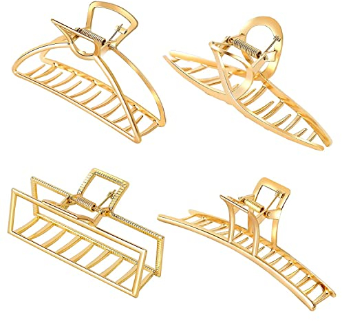Groß Haarklammer, 4 Stück Gold Haarklammer Rutschfeste Starkem Halt Groß Haarklammer