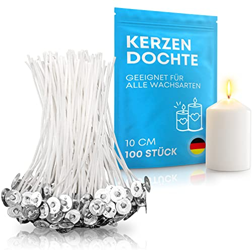 molinoRC 100x Kerzendocht 10cm zum Kerzen Selber Machen [Lange BRENNDAUER] - Dochte für Kerzen perfekt zum Kerzengießen und Kerzen Basteln - Rußfreie Kerzendochte für Kerzen und Kerzenreste