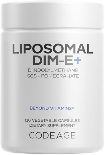 Codeage Liposomal DIM Supplement - 4 Months Supply of DIM Vitamins and SGS, Pomegranate, Broccoli, Vitamin E Isomers Tocopherols Alpha Beta Gamma Delta - Liposomal Formula - Gluten-Free - 120 Capsules