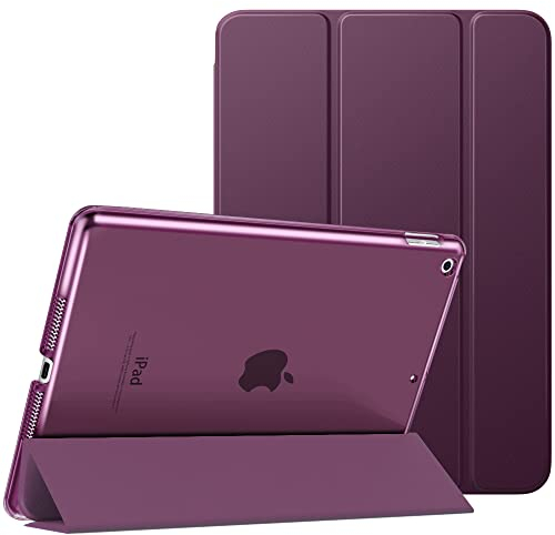 MoKo Funda para iPad 9ª Generación 2021/iPad 8ª Generación 2020/7ª Gen 2019, iPad 10.2 Case, Ultra Delgada Cubierta Soporte Plegable Estuche Inteligente Trasera Transparente, Morado Oscuro