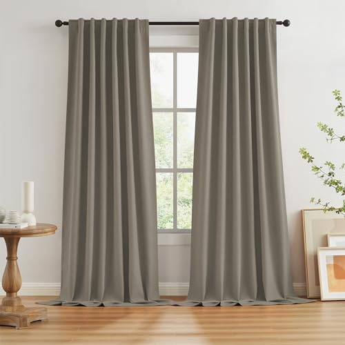 KEQIAOSUOCAI Blackout Curtains 120 Inches Long 2 Panels Back Tab Pocket Hook Belt Window Draperies for Sliding Glass Door Dining Room 50 Wide 10 FT