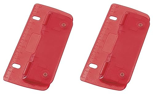 Wedo 67802 Taschenlocher (aus Kunststoff zum Abheften für 8 cm Lochung, mit 12 cm Skala) rot (Packung mit 2)