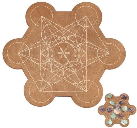 INFUNLY Crystal Grid Board Wooden Geometry Grids Board Practical Divination Board for Crystals Decorative Wooden Board for Stones Geometry Solid Coaster For Home Office Store Table Decoration