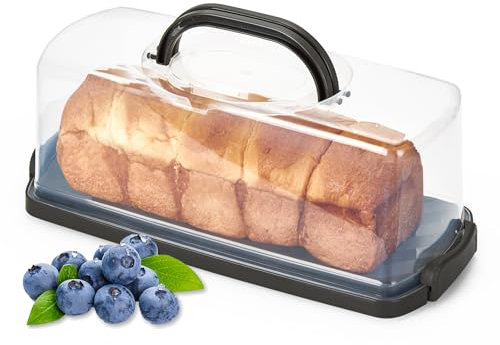 Ohuhu Boite Transport Gateau Rectangle, Boite a Gateau avec Couvercle et Poignée, Boite Gateau pour 33 x 13 x 9,5 cm de Pain Rectangulaire, Cadeau Parfait pour Femme