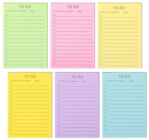 Candcamp 300 Sheets to Do List Stick Notes,Lined Paper Notes Pad Large to Do List Pad Daily Planner Pad Pastel Memo Block Stationery Supplies for School Office Home