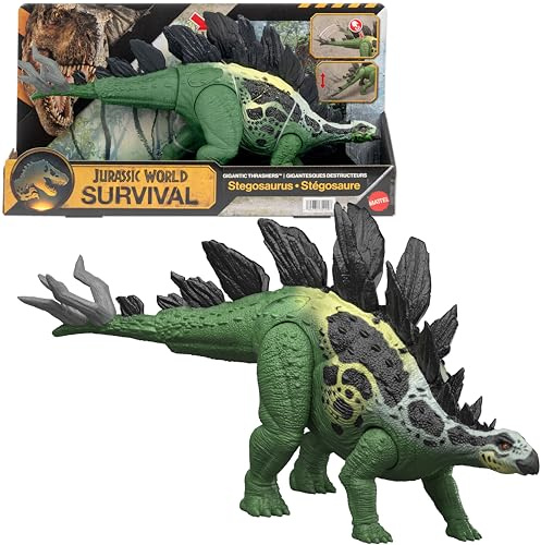 Mattel Jurassic World Grandes embestidas Estegosaurio Grande Juguete de Figura de Dinosaurio con 2 Funciones de Ataque y evolución, Juego Digital, JKL85
