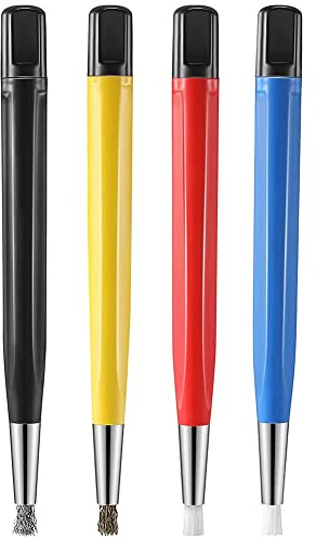 Kopinma 4-delad glasfiberpenna, skrapborststift-set, rostborttagning, penselpenna, glas/mässing/stål/nylon, glasfibersuddgummi för korrosion, klockor, smycken, kretskort