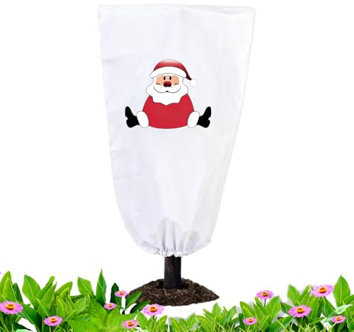 Generico Coperture per Piante per l'inverno,Coperta Traspirante - Coperture per Piante da Esterno con Design Natalizio Invernali,per Albero Rosa Arbusto Cespuglio Verdura Frutta