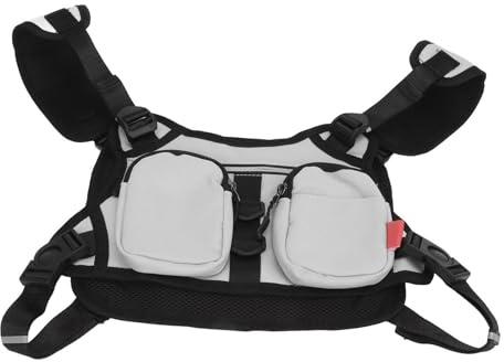 SPYMINNPOO Sac de Poitrine de Sport, Sac de Gilet Réglable en Maille Réfléchissante en Nylon avec Plusieurs Poches pour la Course à Pied, Le Cyclisme, la Randonnée, Hommes et Femmes