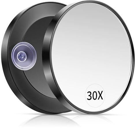Alaoo Miroir grossissant 30X, Rond Mural 2 Ventouses Poche Épiler Sourcils