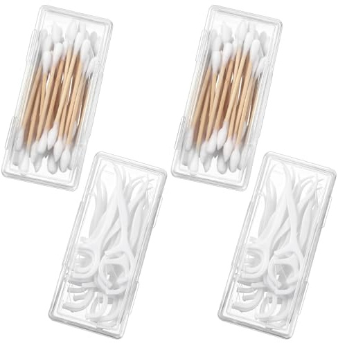 4PCS Cotton Swab Holder for Travel, Floss Picks Case, Portable Small Dental Floss Holders, Cotton Swab Boxs Travel Storage Case, Dental Toothpick Holder for Cottons Buds Hair Ties Flosss