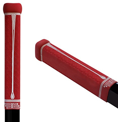 Buttendz Fusion Z hockeyklubba ersättningsgrepp – återanvändbar design, liten knopp spelare grepp för rörlighet topphand, passar alla stavstorlekar (röd, vit dropp)