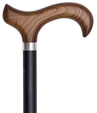 Exklusiver Designer Gehstock aus Aluminium mit Derbygriff aus lackiertem Hartholz schwarz