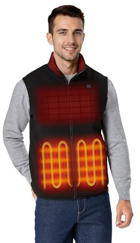 ORORO Men’s Heated Fleece Vest, Lightweight 4-Zone Heating Layer Vest (Black, L)