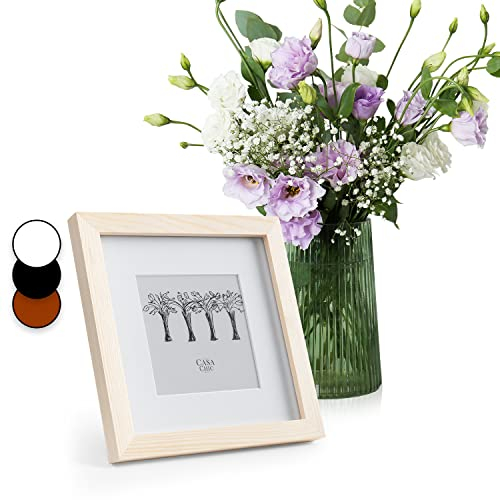 Casa Chic Marco de Fotos, Marcos de Fotos Cuadrado de 23 x 23 cm, para Mesa y Pared, para Casa y también Oficina, Marco Fotos Posición Vertical y Horizontal, Hechos de Cristal y Madera para Póster