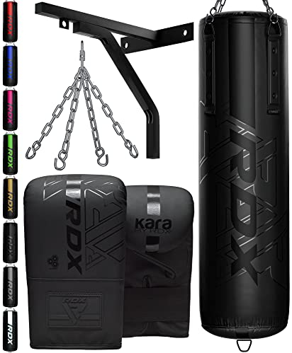 RDX 145CM 2PC 3PC 4PC Boxsack Hängend mit wandhalterung Handschuhen und Stahlkette, 25KG Gefüllt Box Set 50KG Füllmenge, Erwachsene Maya Hide Leder Punchbag für Boxen Kickboxen MMA Training