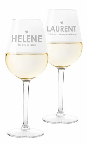 Colorfamily Coppia Calici Personalizzati Set da 2 calici Vino Personalizzati con Nome Ho Sempre Ragione - Bicchiere in Vetro 500 ml