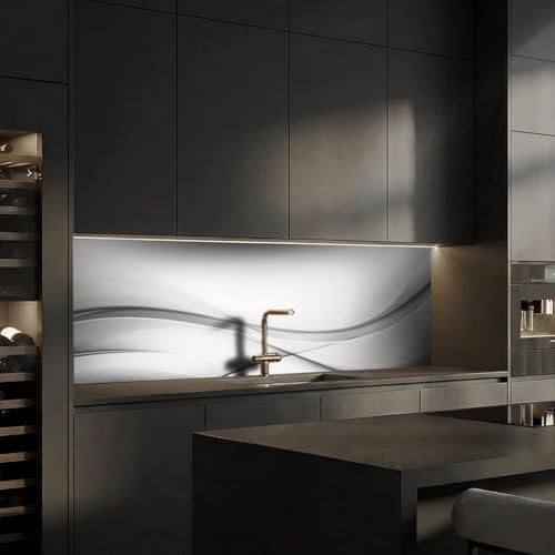 Dedeco Köksvägg motiv: abstrakt V3, 3 mm aluminiumplattor som stänkskydd, köksvägg, kompositplatta vattentät, inklusive UV-lack glänsande, alla underlag, 240 x 60 cm