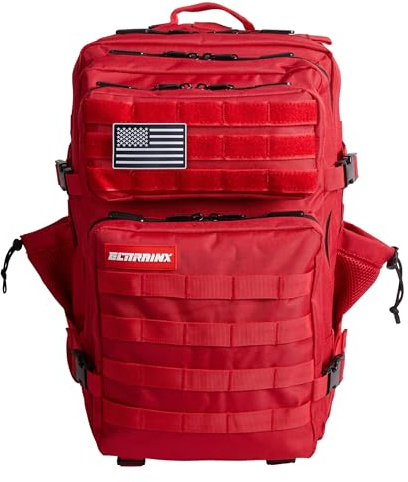ELITRAINX ELITEX TRAINING Militär-Rucksack, 45 l, wasserdicht, Sport, Flugzeugkabine, CrossTraining, Outdoor-Sport, Fitnessstudio, tragbar (Rot)