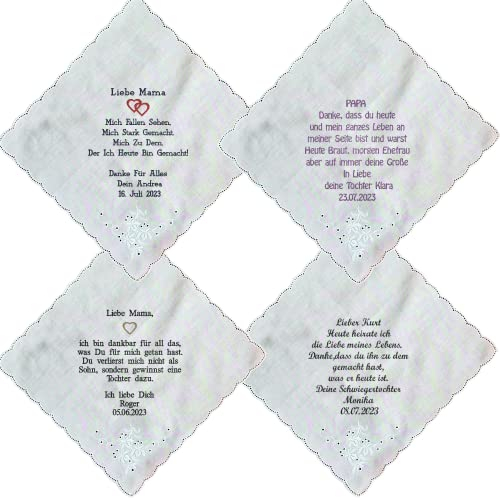 Bentini Taschentücher für Freudentränen | Gr. 26 x 26 cm | Hochzeit | Stofftaschentücher | Hochzeitsgastgeschenk