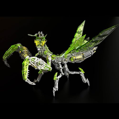 UpGLeuch Färgglada 3D metall pussel modellbyggsats för vuxna med ljus, gör-det-själv metall 3D pussel Mantis modellkit med verktyg, skrivbordsleksak presenter för vuxna