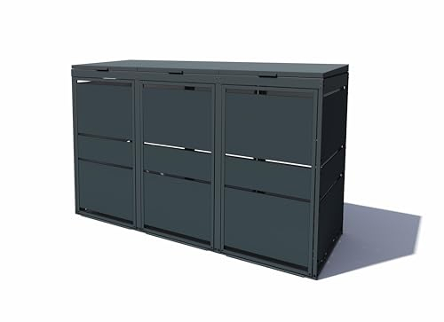 MBOX24 MODERN Mülltonnenbox 3er für 120 Liter Mülltonne | Anthrazit | Mülltonnenverkleidung | Mülltonnenhaus | Box für Mülltonnen | Mülltonnenunterstand | Mülltonneneinhausung