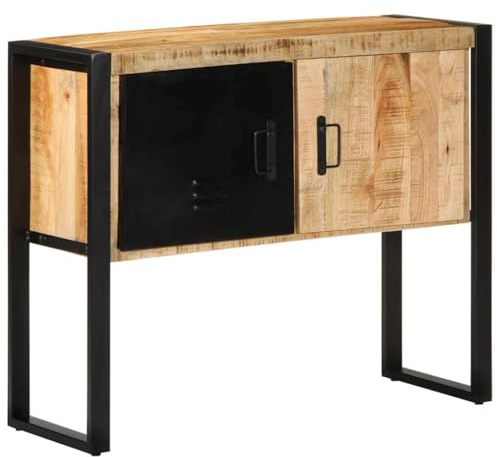 vidaXL Armoire de Console 90x35x75 cm Bois de manguier Massif Brut, Table, Table d'appoint, Table de Couloir, Table d'entrée, Bout de canapé